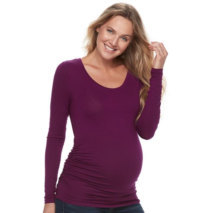 Maternity A:glow Ruched Scoopneck Tee, Women's, Size: Xxl-mat, Purple