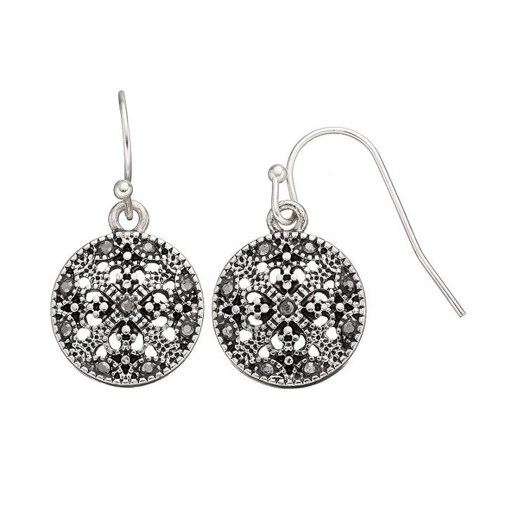 Apt. 9&reg; Round Filigree Drop Earrings, Women's, Silver