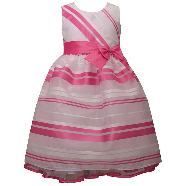 Girls 4-6x Jessica Ann Burnout Stripe Dress, Girl's, Size: 6, Pink