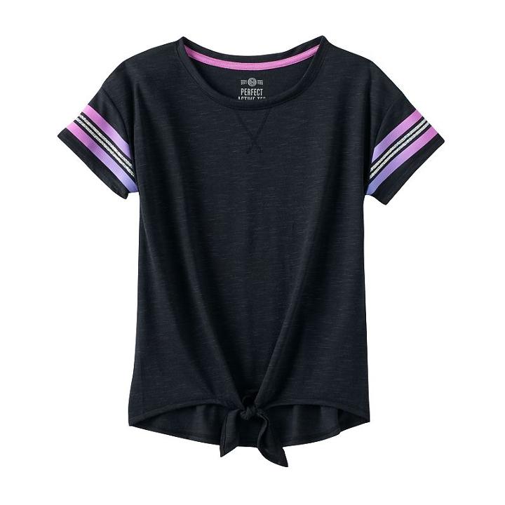 Girls 7-16 So&reg; Tie Front Space-dye Tee, Girl's, Size: 10, Med Purple