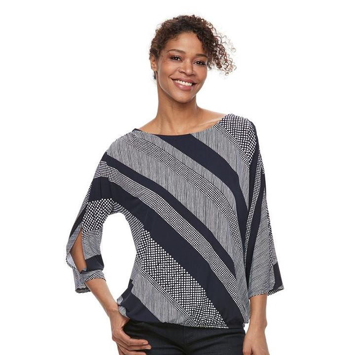 Women's Croft & Barrow&reg; Cold-shoulder Boatneck Top, Size: Large, Dark Blue