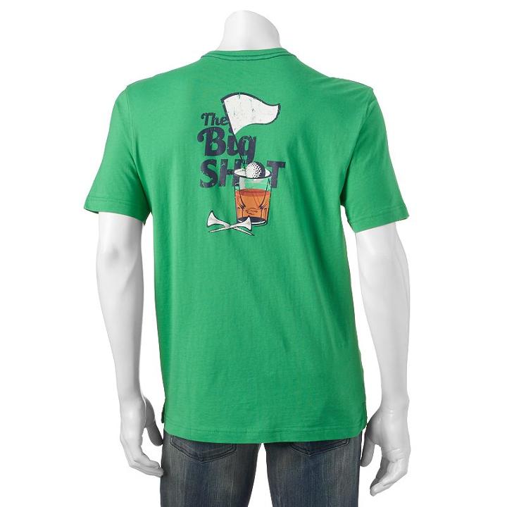 Men's Caribbean Joe Back-print The Big Shot Tee, Size: Xl, Med Green