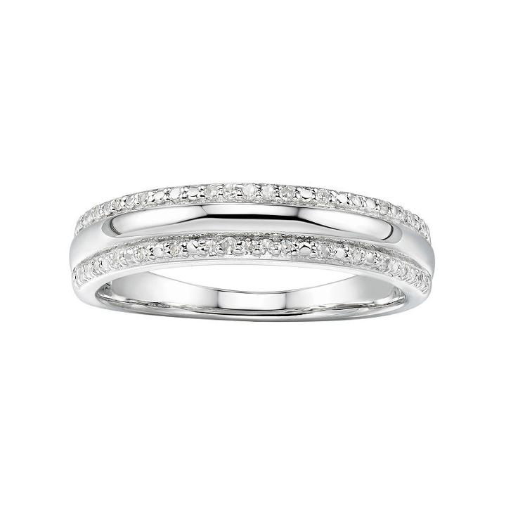 Promise Love Forever Sterling Silver 1/10 Carat T.w. Diamond Anniversary Ring, Women's, Size: 5, White
