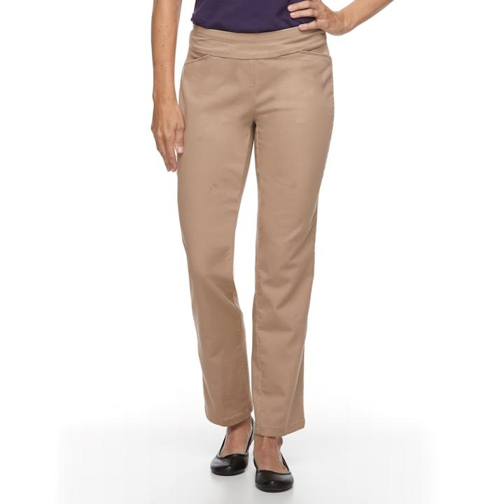 Women's Croft & Barrow&reg; Effortless Stretch Pull-on Pants, Size: 12 T/l, Med Beige