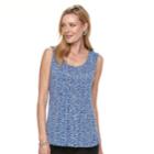 Women's Croft & Barrow&reg; Medallion Shirred Tank, Size: Medium, Blue (navy)