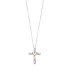Two Tone 10k White Gold Cross & Heart Pendant Necklace, Women's, Size: 18