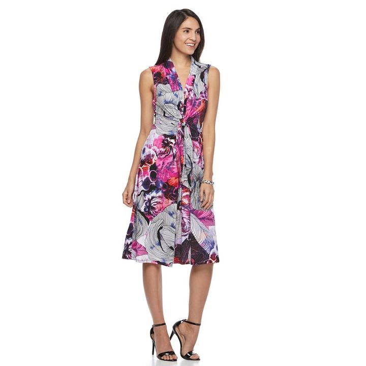 Women's Dana Buchman Crepe Fit & Flare Dress, Size: Small, Pink