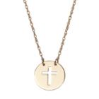 14k Gold Cross Disc Necklace, Women's, Size: 18, Yellow
