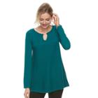 Petite Dana Buchman Ribbed Tunic Sweater, Women's, Size: Small, Green