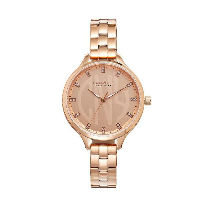 Caravelle New York By Bulova Women's Crystal Stainless Steel Watch - 44l207, Pink