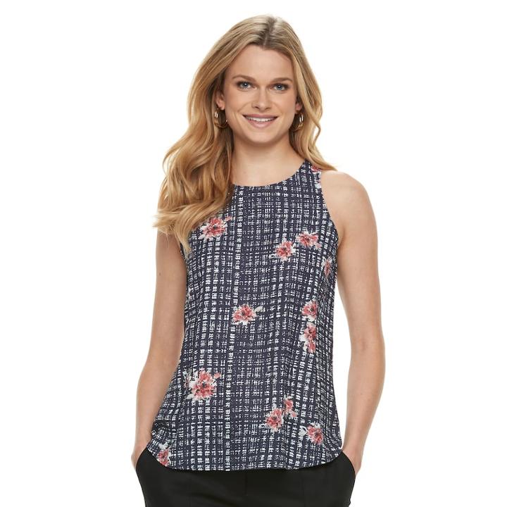 Women's Apt. 9&reg; Zipper Accent Georgette Tank, Size: Xs, Black