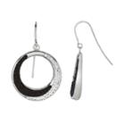 Silver On The Rocks Sterling Silver Black And White Crystal Hoop Drop Earrings - Made With Swarovski Crystals, Women's