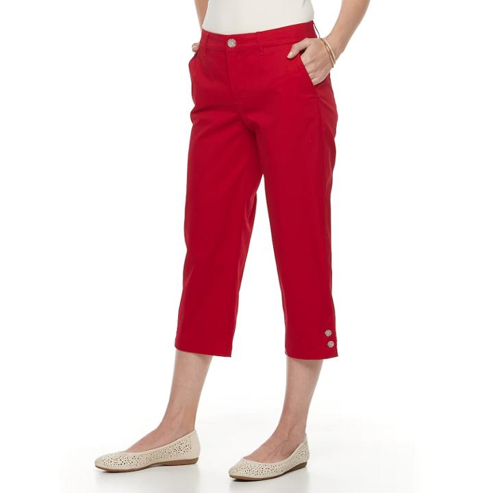 Women's Croft & Barrow&reg; Effortless Stretch Twill Capri Pants, Size: 8, Med Red
