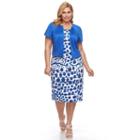 Plus Size Maya Brooke Tiered Dot Sheath Dress & Solid Jacket Set, Women's, Size: 20 W, Brt Blue