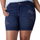 Plus Size Lee Cora Embroidered Denim Shorts, Women's, Size: 16 - Regular, Dark Blue