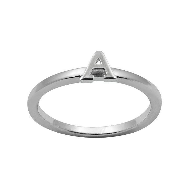 Sterling Silver Initial Ring, Women's, Size: 8, Grey