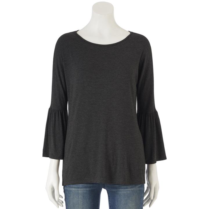 Women's Lc Lauren Conrad Solid Bell Sleeve Top, Size: Xl, Med Grey