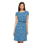 Women's Jessica Howard Print Belted Fit & Flare Dress, Size: 6, Dark Blue