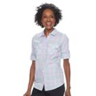 Women's Croft & Barrow&reg; Roll-tab Woven Shirt, Size: Medium, Lt Purple