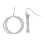 Textured Crisscross Nickel Free Hoop Drop Earrings, Women's, Silver