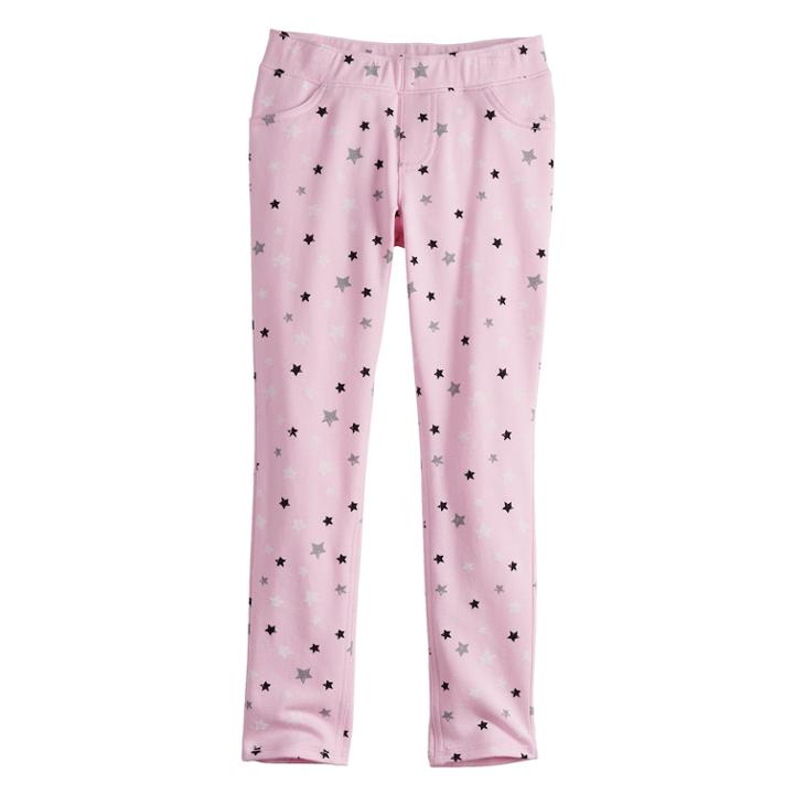 Girls 4-10 Jumping Beans&reg; Printed French Terry Jeggings, Size: 8, Light Pink