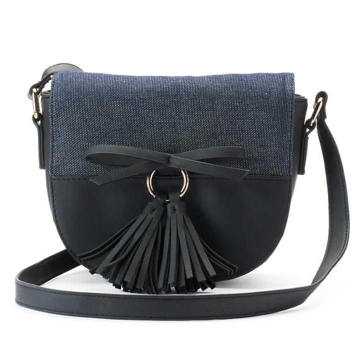 Olivia Miller Maliha Denim Saddle Crossbody Bag, Women's, Grey (charcoal)