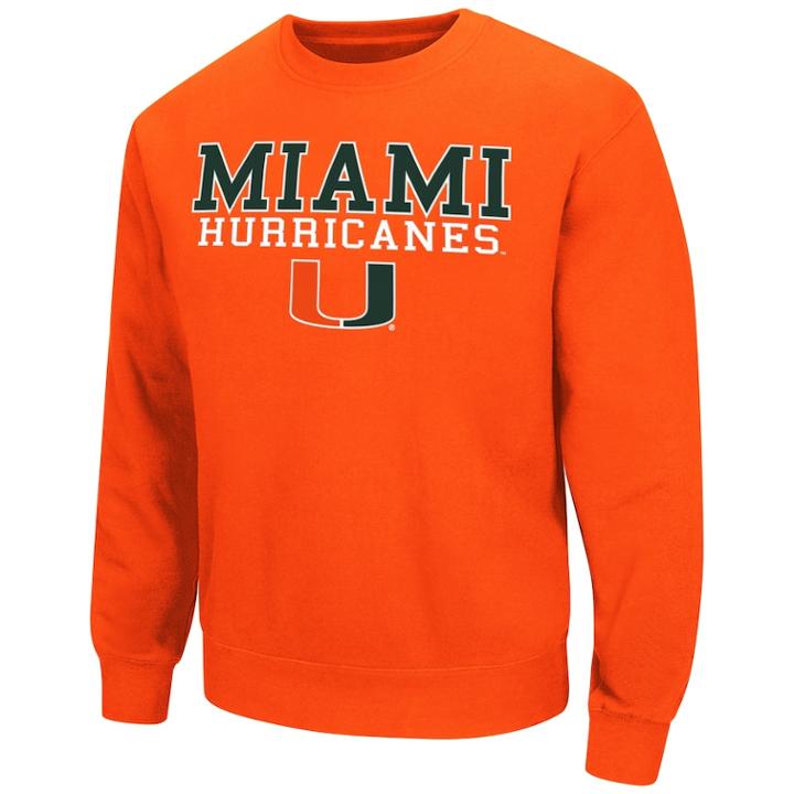 Men's Miami Hurricanes Fleece Sweatshirt, Size: Large, Drk Orange