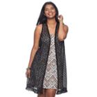 Juniors' Plus Size Wallflower Crochet Vest & Swing Dress, Teens, Size: 3xl, Black