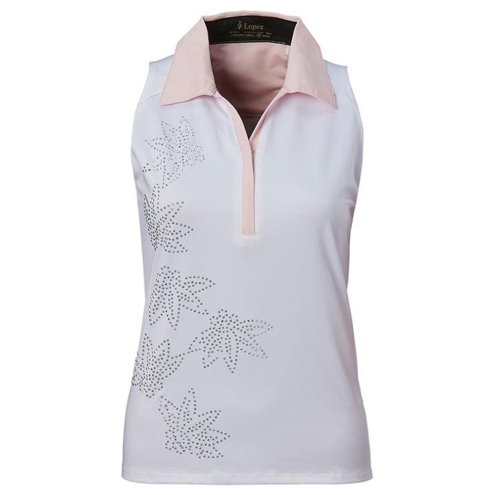 Women's Nancy Lopez Wish Sleeveless Golf Polo, Size: Medium, White