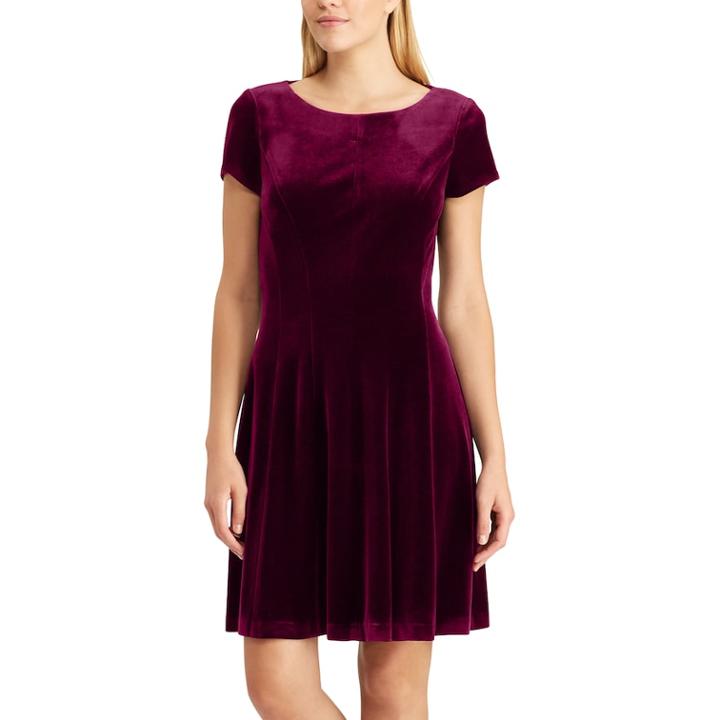 Women's Chaps Paneled Velvet Dress, Size: Xs, Dark Red