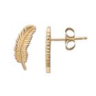 10k Gold Feather Stud Earrings, Women's