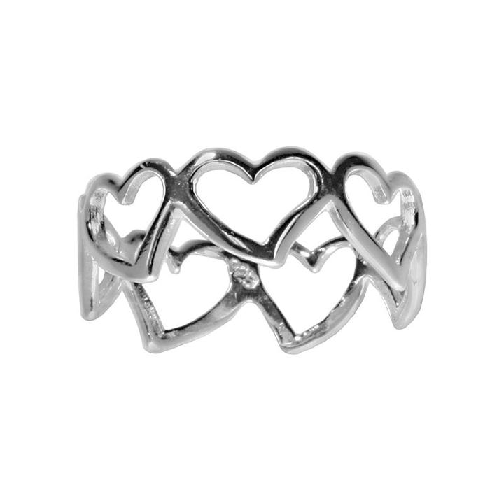 Sterling Silver Heart Ring, Women's, Size: 7, Grey