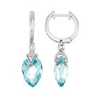 Sterling Silver Blue & White Topaz Hoop Drop Earrings, Women's