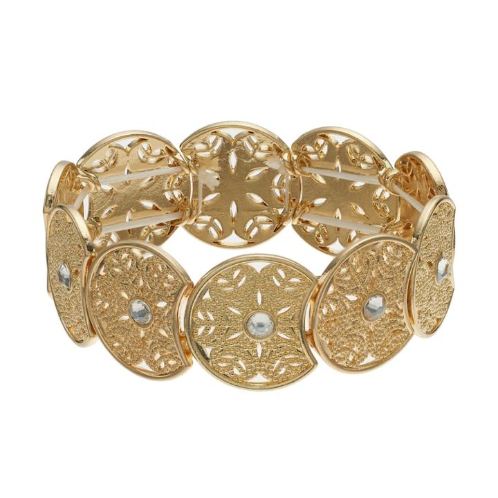 Lc Lauren Conrad Simulated Crystal Filigree Stretch Bracelet, Women's, Gold