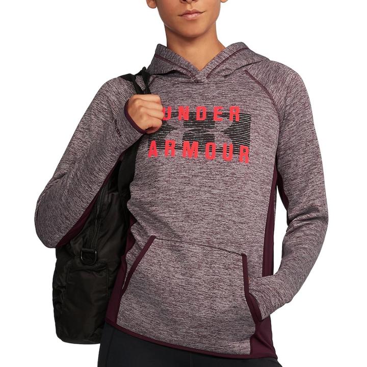 Women's Under Armour Fleece Twist Big Logo Graphic Hoodie, Size: Small, Brown Over