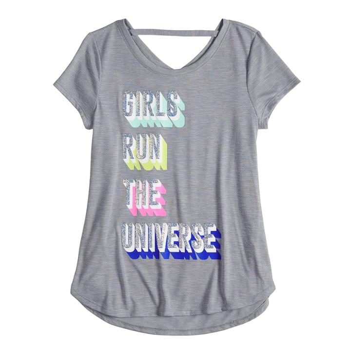Girls 7-16 So&reg; Back-strap Performance Tee, Size: 12, Med Grey