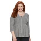 Plus Size Croft & Barrow&reg; Textured Swing Cardigan, Women's, Size: 3xl, Grey