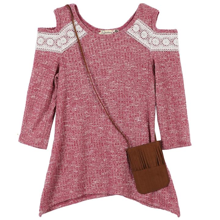 Girls 7-16 Speechless Ribbed Cold-shoulder Sweater, Size: Medium, Drk Purple