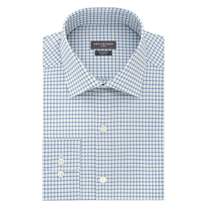 Men's Van Heusen Slim-fit Flex Spread-collar Dress Shirt, Size: 17.5-32/33, Turquoise/blue (turq/aqua)