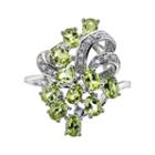 Sterling Silver Peridot And Diamond Accent Ring, Adult Unisex, Size: 9, Green
