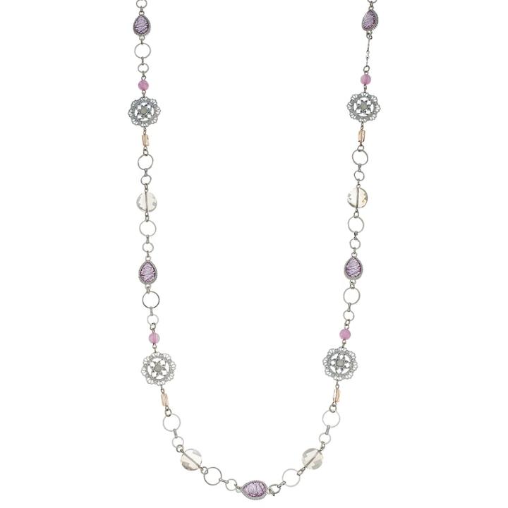 Filigree & Bead Long Station Necklace, Women's, Purple