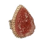 Gs By Gemma Simone Gold Tone Simulated Drusy Teardrop Stretch Ring, Women's, Size: 7, Red