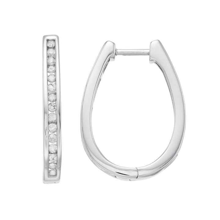 Sterling Silver 1/2 Carat T.w. Diamond U-hoop Earrings, Women's, White