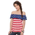 Juniors' Cloud Chaser Patriotic Off-the-shoulder Top, Girl's, Size: Xl, White Oth
