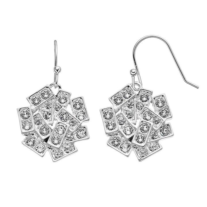 Simply Vera Vera Wang Rectangle Drop Earrings With Swarovski Crystals, Women's, White