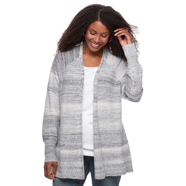 Plus Size Sonoma Goods For Life&trade; Striped Cardigan, Women's, Size: 1xl, Grey