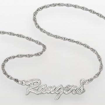 Logoart New York Rangers Sterling Silver Script Necklace, Women's, Grey
