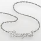 Logoart New York Rangers Sterling Silver Script Necklace, Women's, Grey