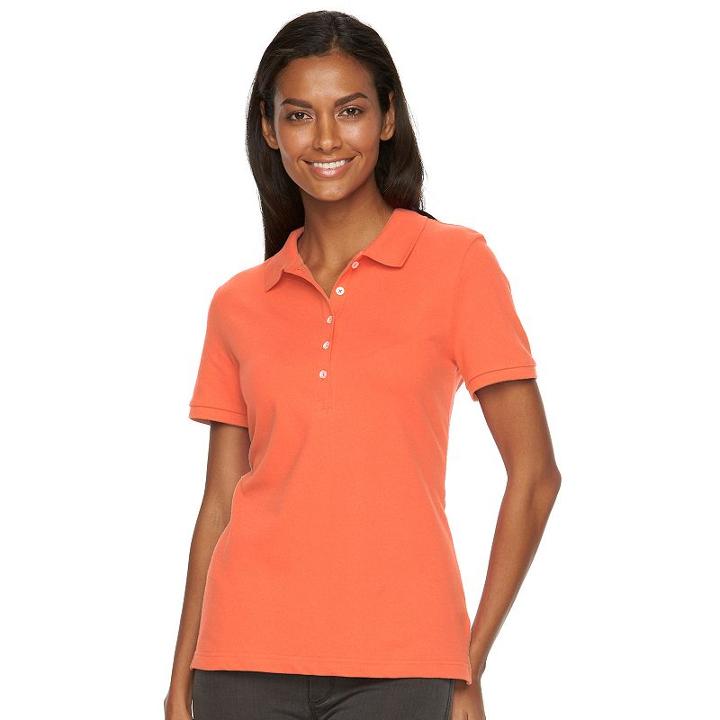 Women's Croft & Barrow&reg; Classic Solid Polo, Size: Large, Lt Orange