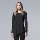 Petite Simply Vera Vera Wang Mixed-media Asymmetrical Top, Women's, Size: S Petite, Black